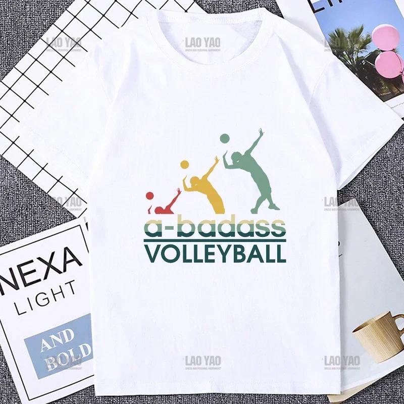 Farbenfrohes Volleyball Kurzarm Damen T-Shirt Harajuku Niedlich Bunter Ball Print Bequemes Herren T-Shirt Lässige Mode Lockeres T-Shirt