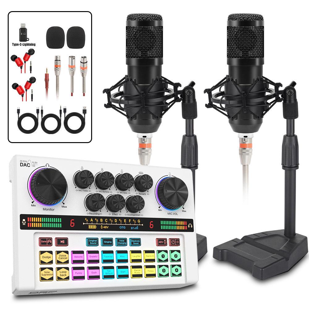 Y200 48V Zvuková karta & Rameno s mikrofonem pro živé vysílání & Podcasting