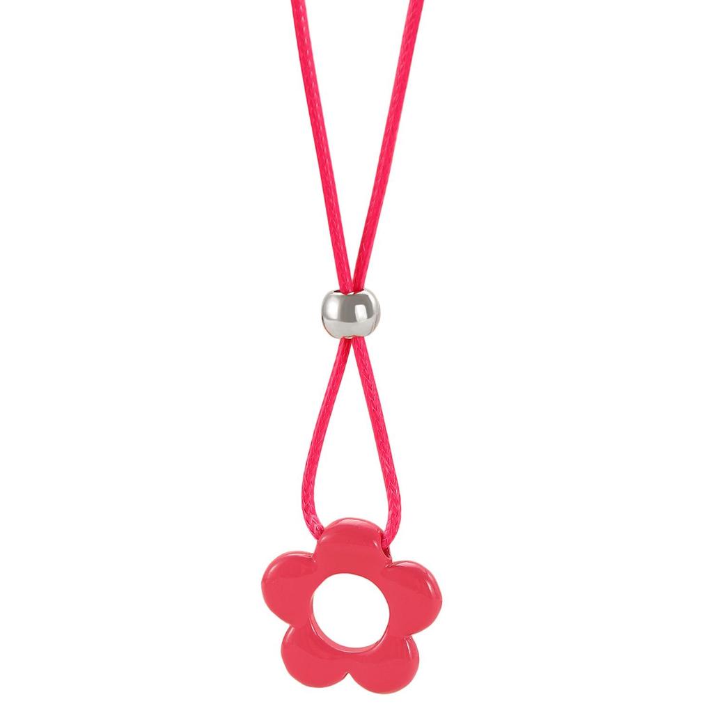 Retro Minimalist Fashion Free Knotting Flower Pendant Wax Thread Necklace Clavicle Chain