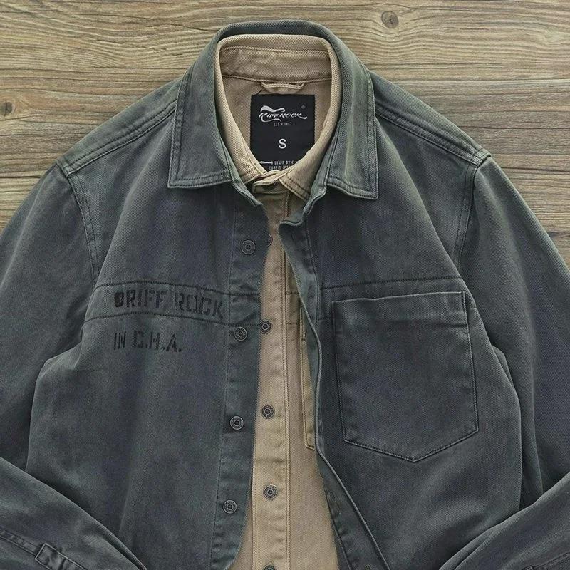 Men's Retro Loose American Soldier-Style Shirt Jacket, 2023 Casual Workwear for Spring and Autumn.