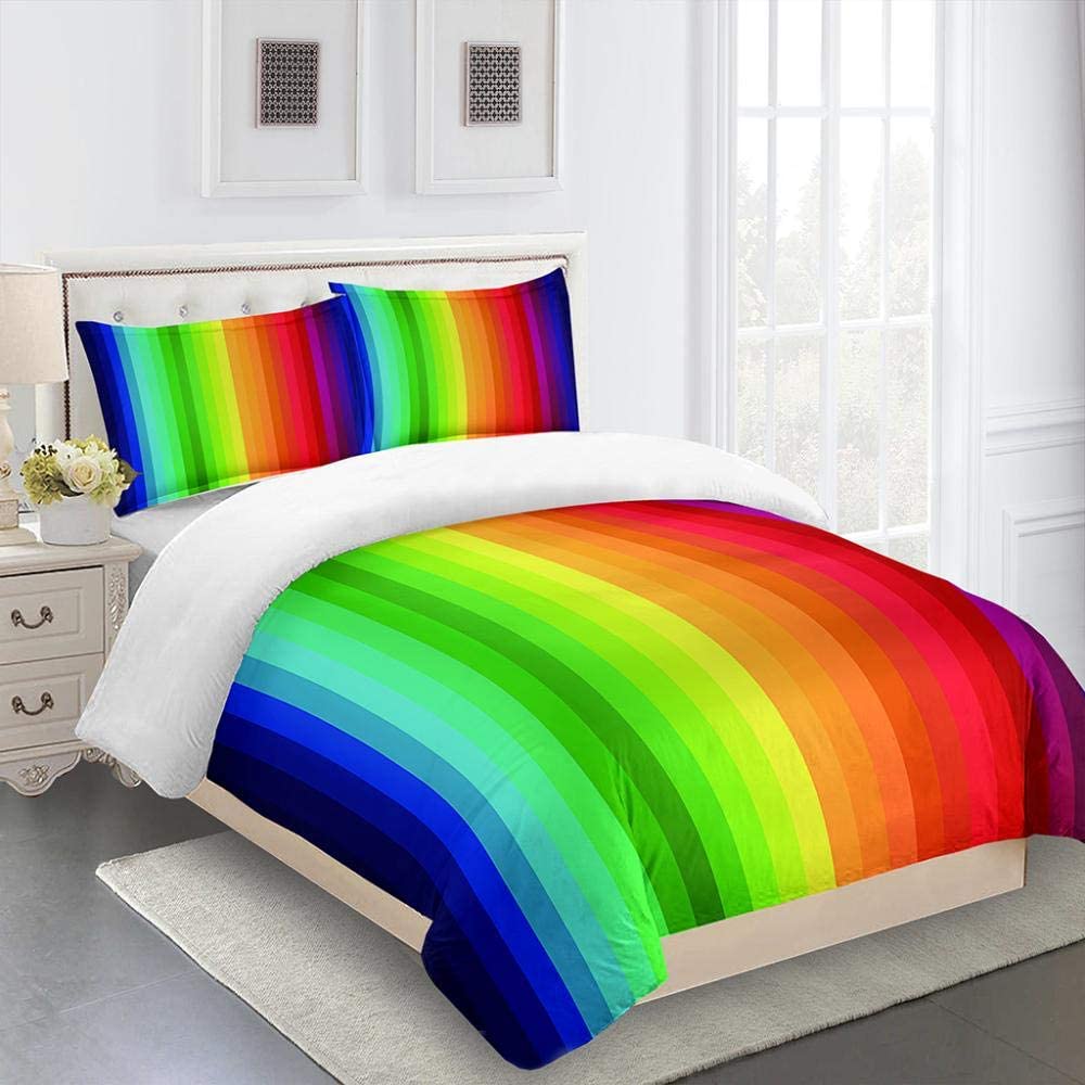 Rainbow Of Seven Colours 3D Exquisite Bed Supplies Set 2 Seater Duvet Cover Bed Comforter Set Bedding Set Luxury Birthday Gift