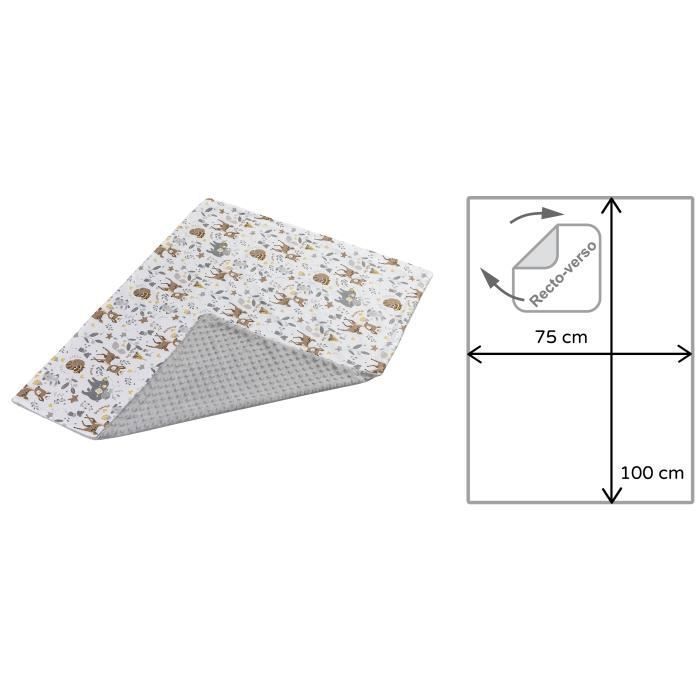 Medi Partners Couverture Bébés 100% Coton 75x100cm à Double Face pour Poussette (Cerf et Minky Gris)