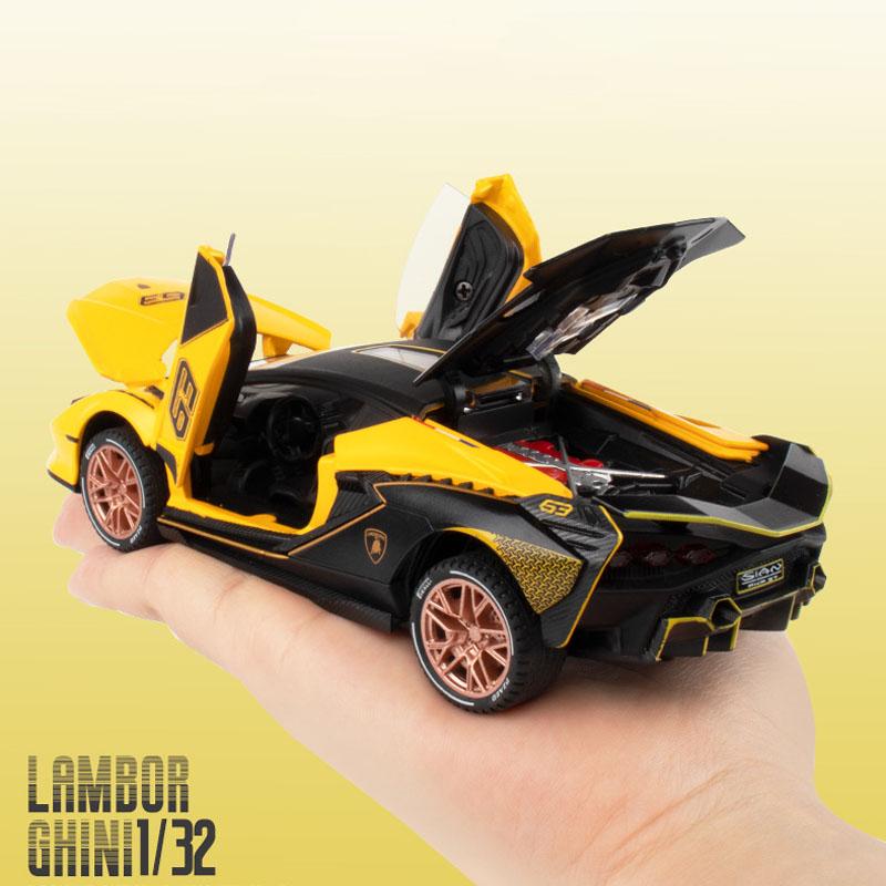 1:32 Scale Lambo Sian Alloy Car Model, with Light & Sound Effect Diecast Car Toys for Boy Birthday Gift Kids Toys Car Collection