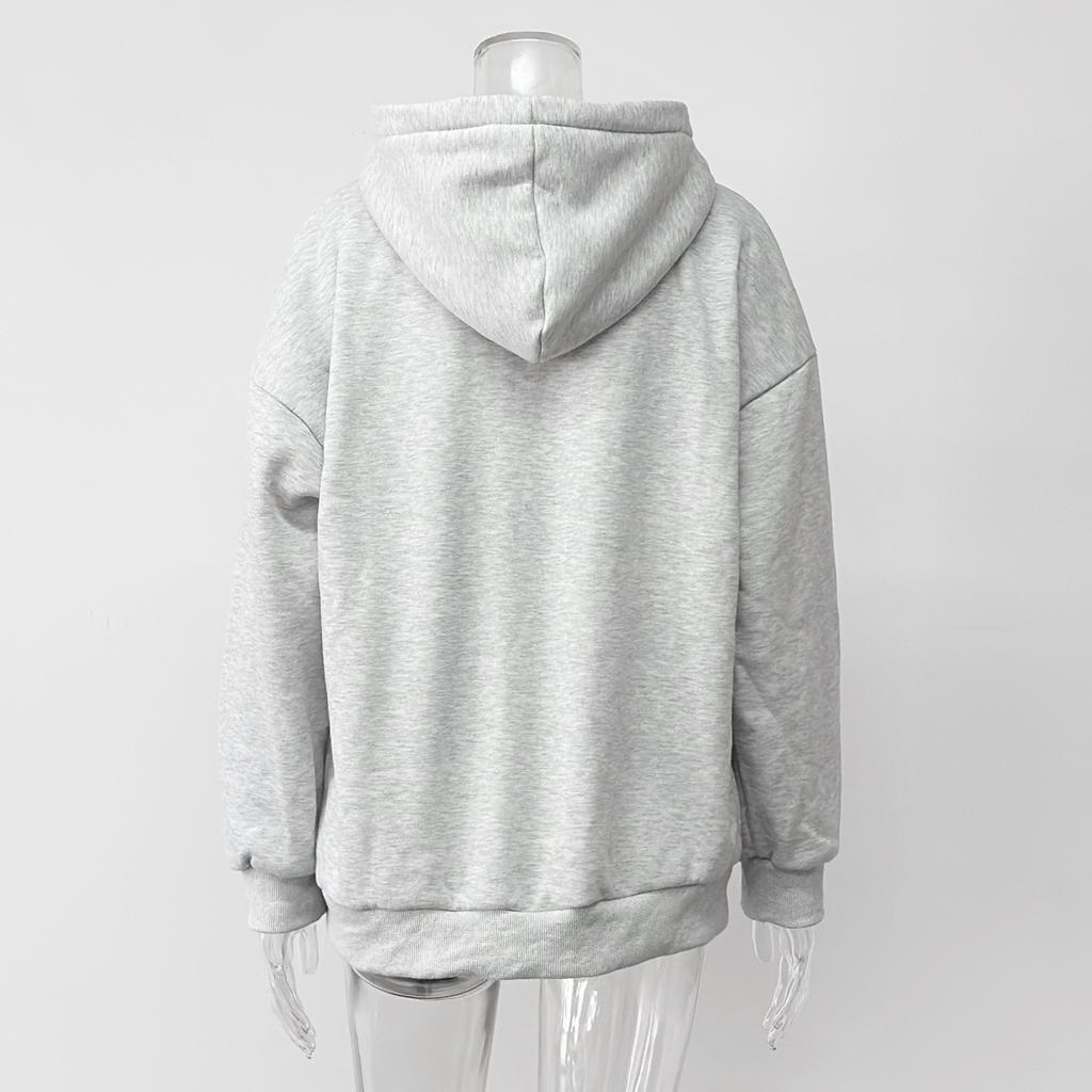 Autumn and Winter New Casual Hooded Long Sleeve Cardigan Sweatshirt Loose Zipper Sweatshirt Women's Clothing