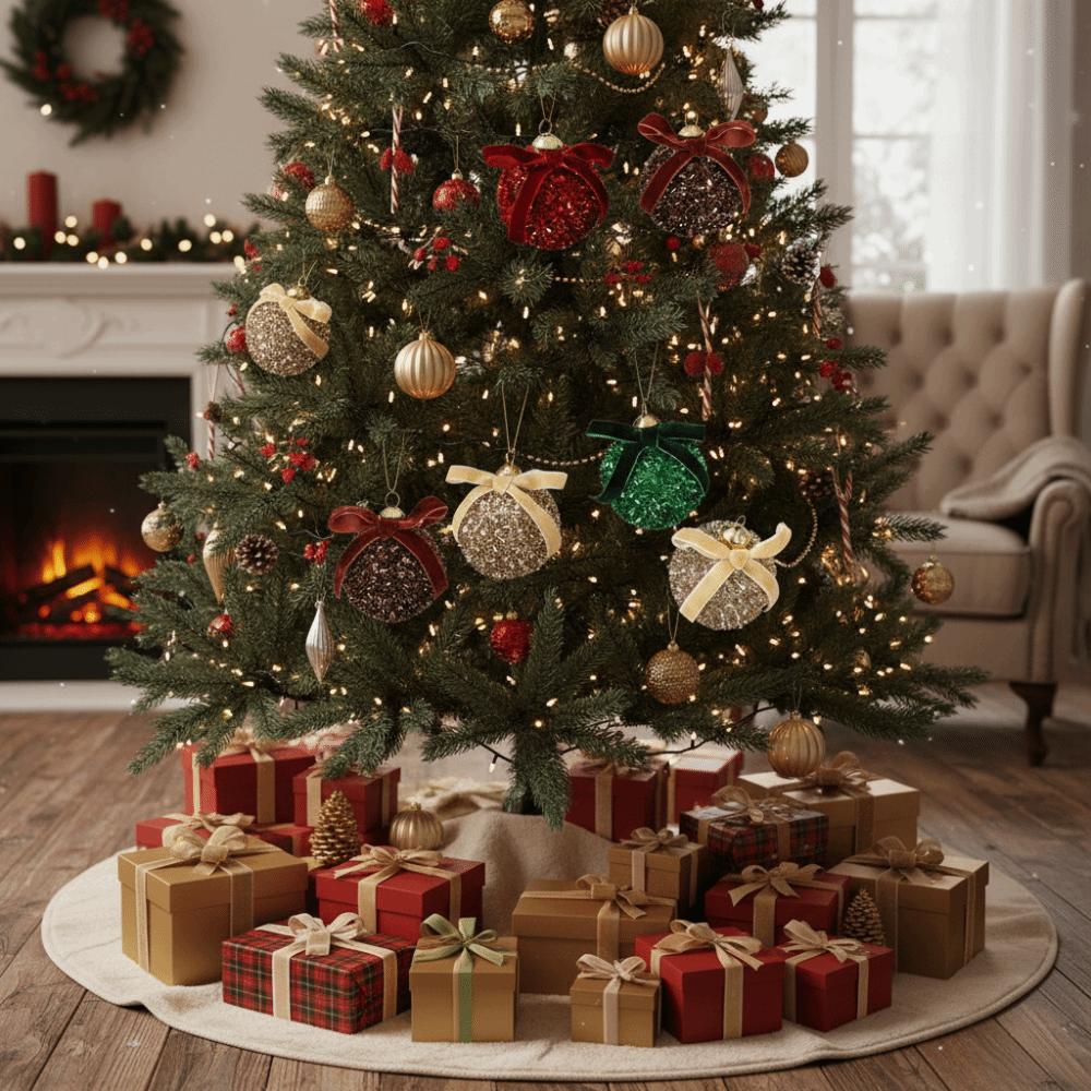 16Pcs Butterfly Bow Christmas Balls Round Christmas Hanging Pendant Christmas Tree Ornaments  Gifts