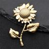 Aesthetic Elegant Sunflower Brooch for Women Men Gold Color Stainless Steel Lapel Pin Clothes Accessories Gift Jewelry