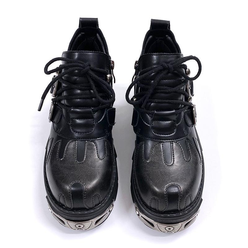 Niche retro rock shoes, dark punk metal, niche low-top thick-soled small leather shoes, the same for men and women