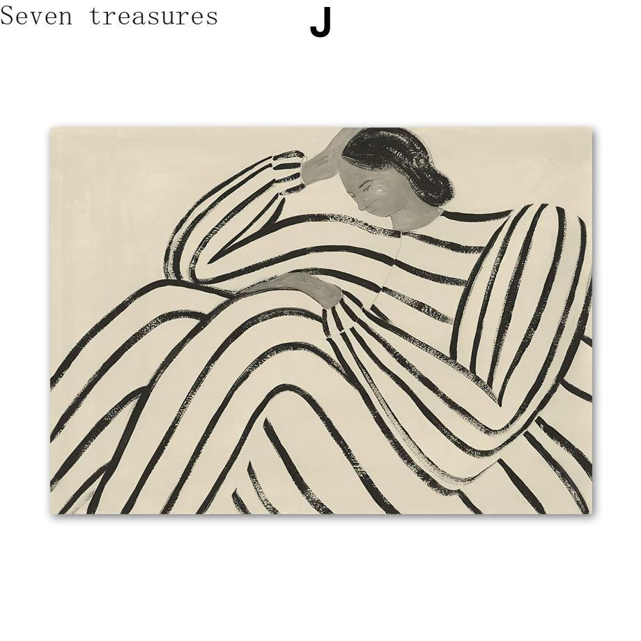 

Скандинавские постеры и принты с абстрактной линией, геометрической кривой девушкой, современное настенное искусство, картины на холсте для гостиной, декоративная живопись 21X30cm No Frame