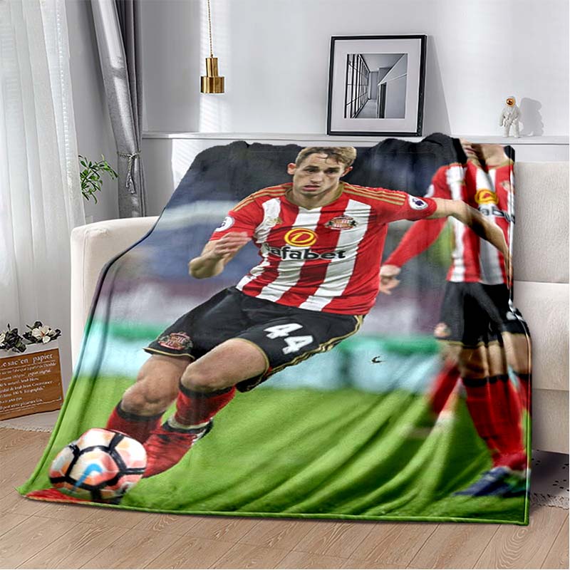 Sunderland AFC Full Twin Lion Crest Print Soft Flannel Throw Blanket Bright Red Warm Sofa Bed Cover For Football Fans