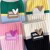 5 Pairs of New Female Spring and Summer Sweat Absorbing Color Collage Style Long Tube Stack Socks