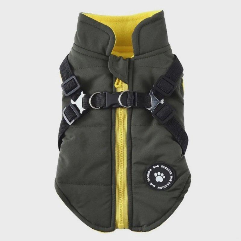 Waterproof Adjustable Dogs Down Clothes Thicken Warm Winter Dog Clothes Soft with Harness Dog Coat for Dogs Cats