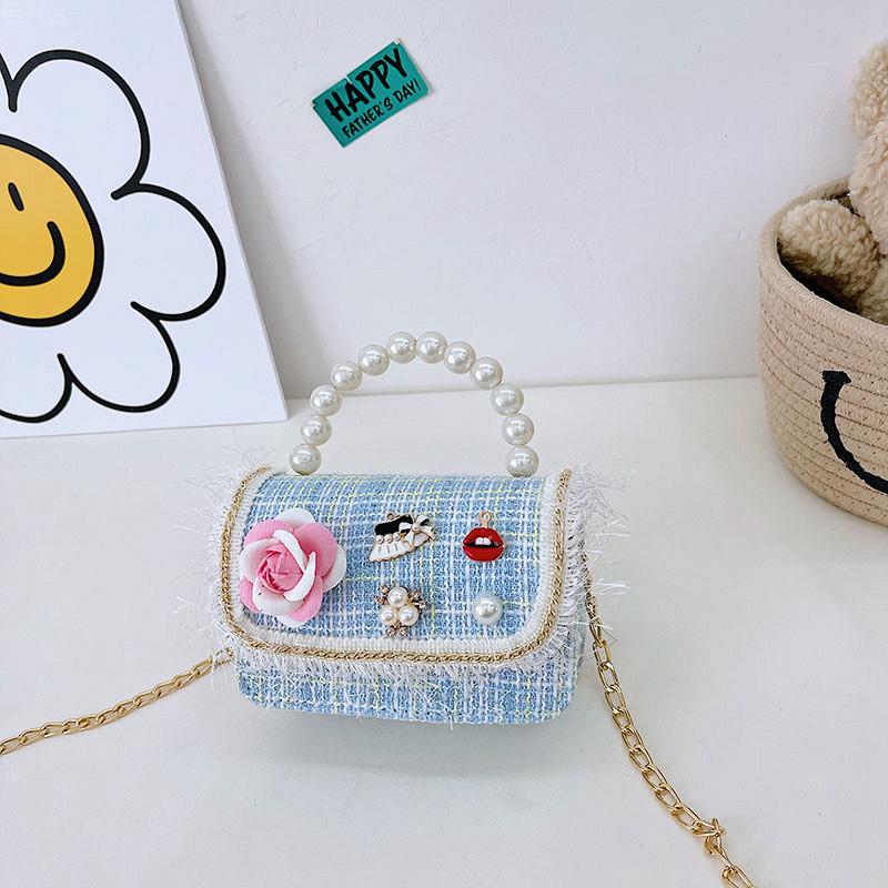 Adorable Mini Pearl Handbag For Girls Trendy Princess Style Cute Cotton Tote