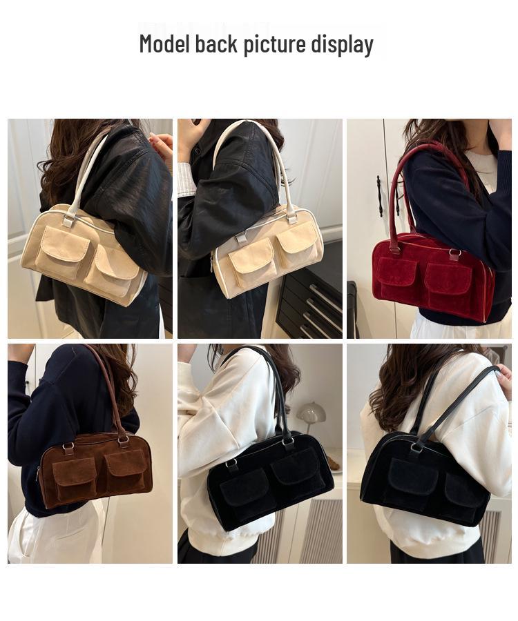2025 Autumn/Winter Retro Suede Small Square Bag – Niche Design, Handheld & Underarm Style
