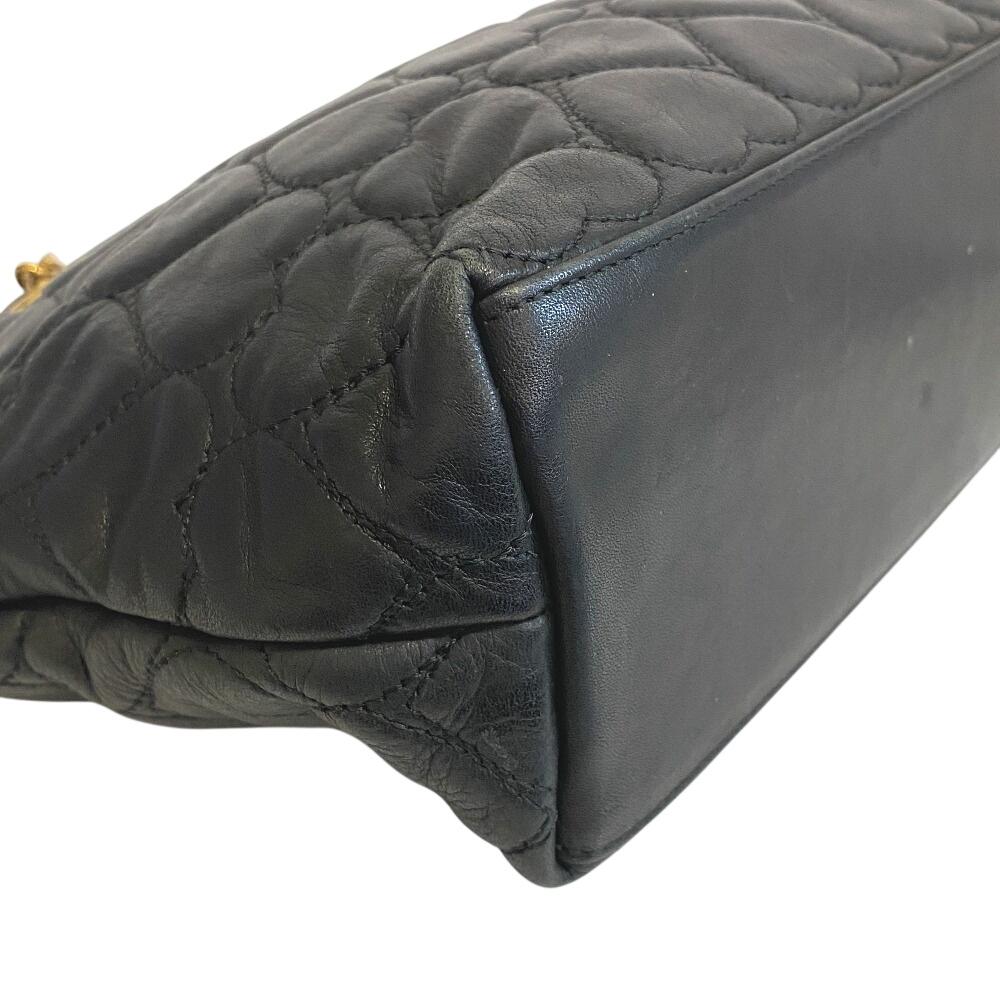 Moschino Bolsa de Ombro de Couro com Coração de Corrente preta Feminina Usada