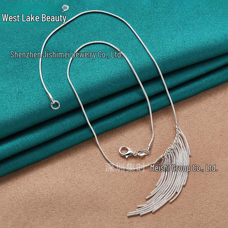 Silberne Schlangenkette Quastenanhänger Halskette für Damen - Exquisiter Modeschmuck von West Lake Beauty