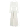 Fake two-piece square-neck long-sleeved dress for women's early spring new beautiful temperament, waist and thin a-word long skirt