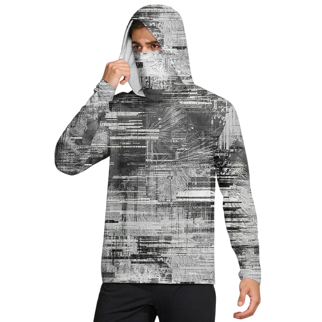 Men's Shirt With Mask Lightweight Long Sleeve Hooded Hiking Fishing Performance
