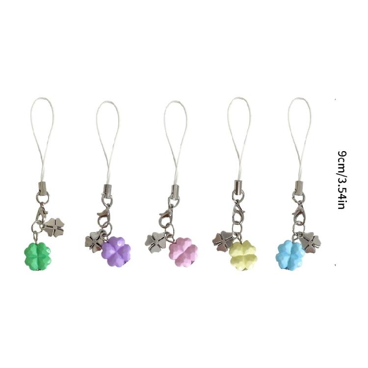 Multipurpose Lucky Charm Keychain Four Leaf Clovers Design Phone Hanging Ornament For Phone Accessories Gifts