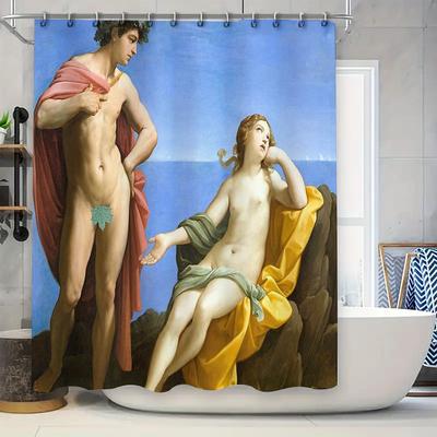 Classical Mythology Shower Curtain Greek Roman God Statue Art Tapestry Bathroom Decor Vintage Aesthetic Home Decor Gift