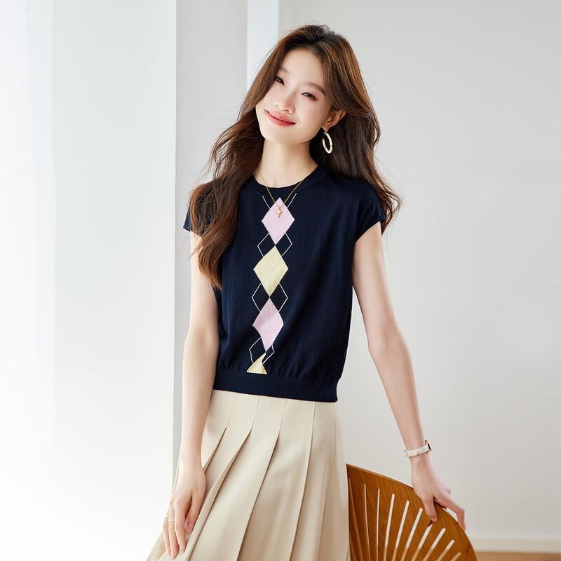 Srcr Silk Blend Diamond Jacquard Knit Top M