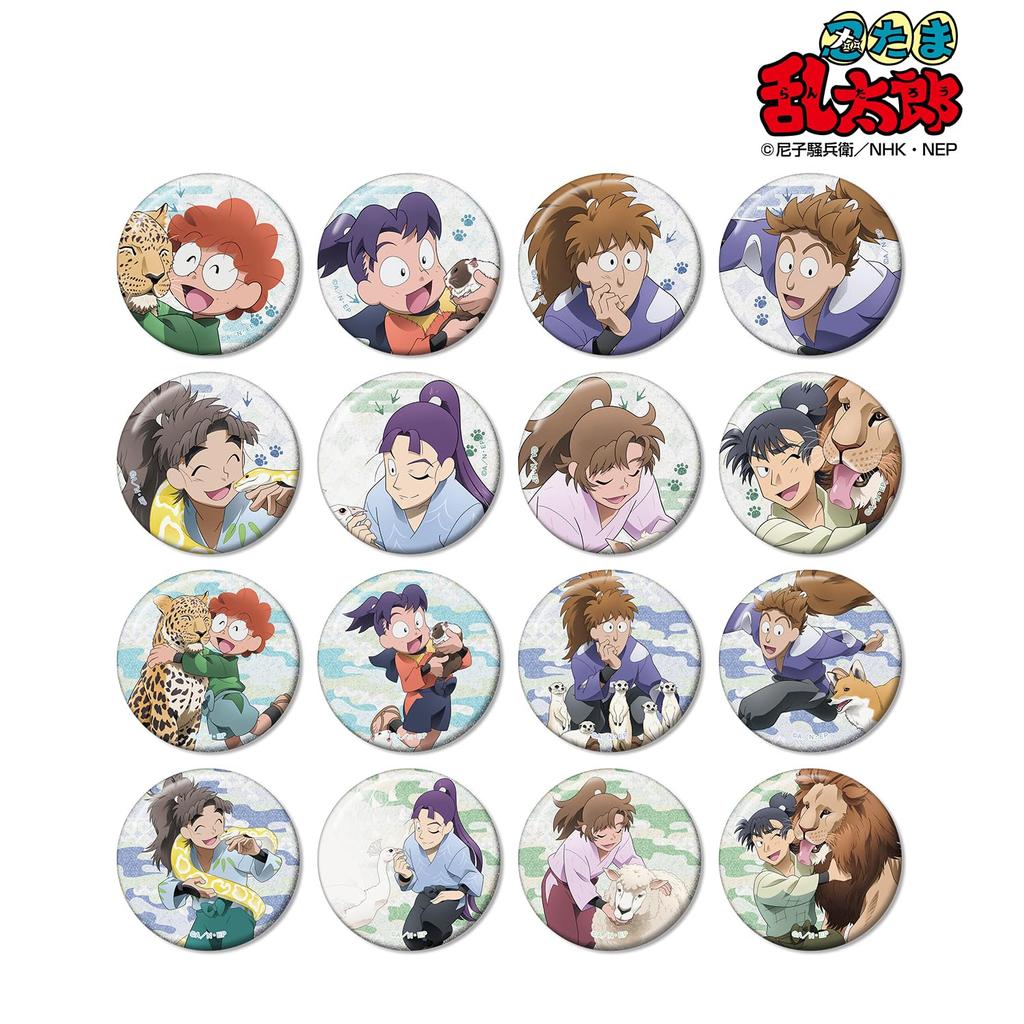 Nintama Rantaro Original Illustration Breeding Trading Glitter Can Badge Box "Everyone's Practice" ver.A 16-Piece