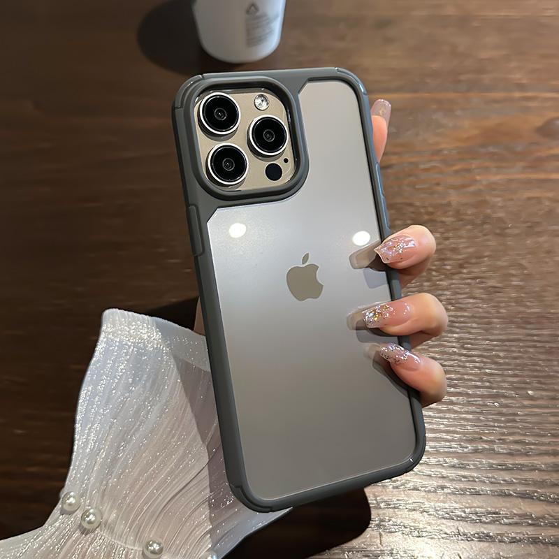 Luxury Transparent Shockproof Bumper Armor Case for iPhone 16 15 14 Plus 13 12 11 Pro Max Rugged Soft Frame Hard Back Cover