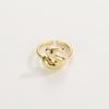 Adjustable Open Ring In 18K Gold Plated Copper With Q-Style Alphabet Letter Design Men Women