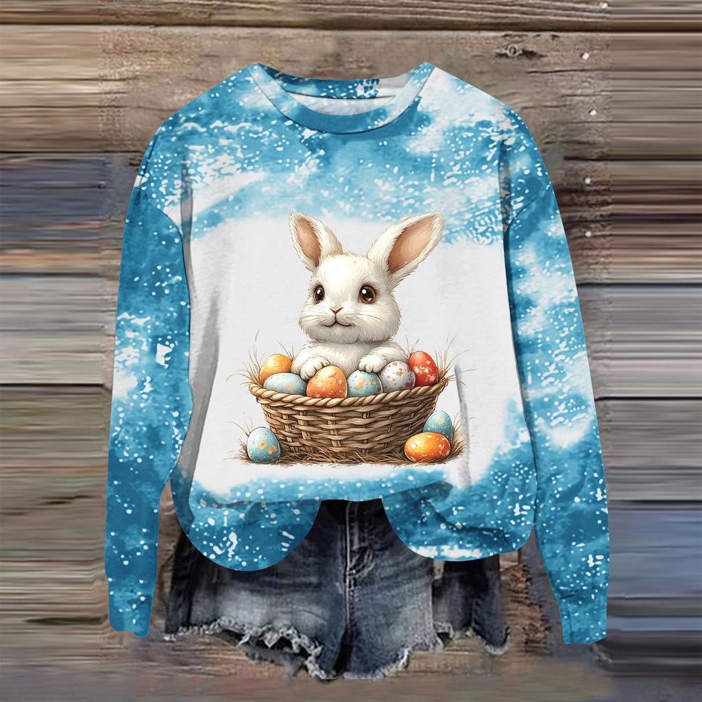 Women's Fashion Printed Long Sleeve Loose Round Neck Sweatshirt Top Fall