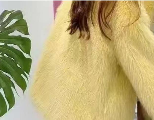 New Imitation Fox Hair Woven Hooded Bat Sleeve Long Sleeve Slim Imitation Fur Fur Coat Women