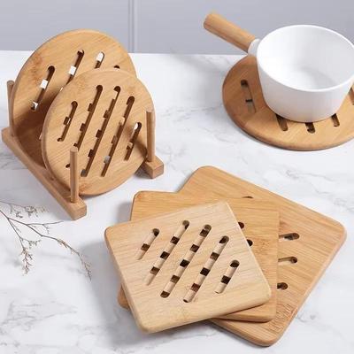 Hot Dr Mat 1PC Insulated Dining Table Pots and Pans Mat Wood Non-slip Cups and Bowls Mat Openwork Round Household