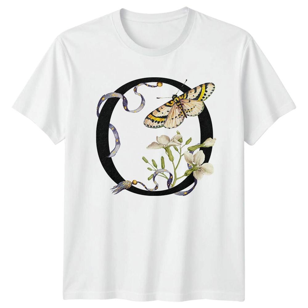 Butterfly Floral Letter O Unisexs TShirt Unisexs Graphic Tee Nature Top S