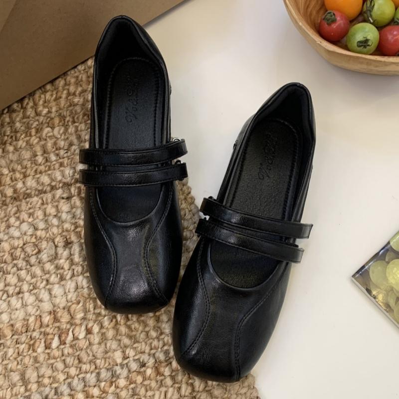 

Fashion New Fashion Leather Square Toe Women s Shoes 2025 Mary Janes High Quality Soft Flat Shoes Comfortable Versatile Lady Shoes 35 чёрный
