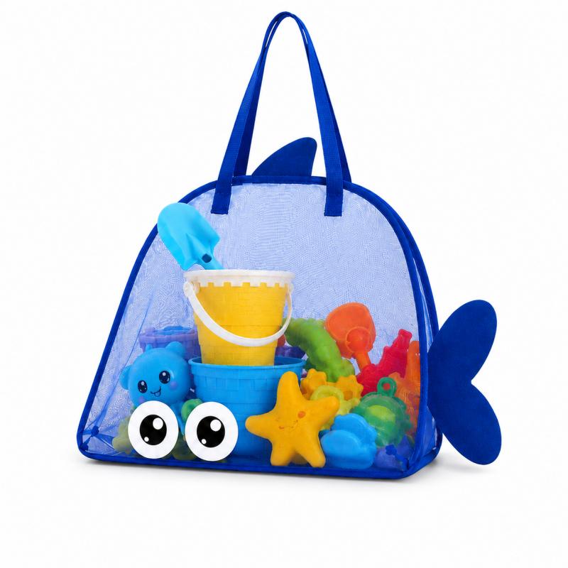 Large Capacity Mesh Beach Toy Bag For Kids Outdoor Sand Toys Storage, Lightweight Carry Bag With Handles For Beach, Travel And Home