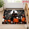 Gothic Bat Skull Purple Floral Halloween Doormat Dark Vintage Indoor Floor Rug Absorbent Entryway Carpet Area Mat for Home Decor