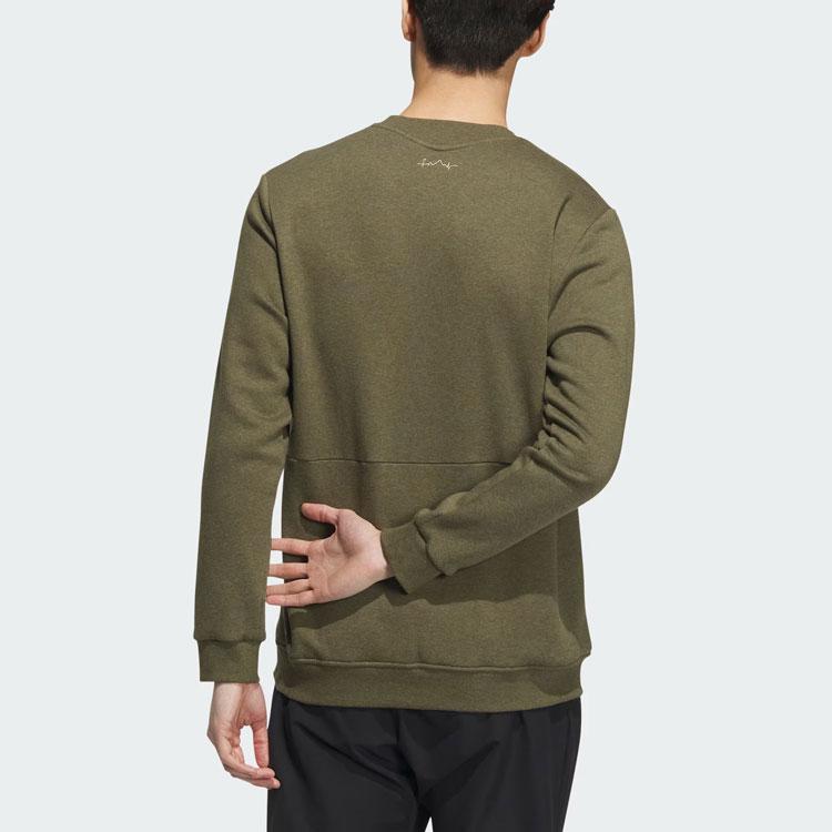 Adidas Go-To Crewneck Sweatshirt Solid Logo Golf Long Sleeve Sweatshirt Men Sweatshirt Rock-Olive IA2944