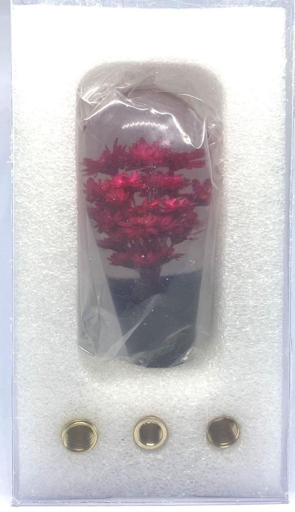 Shift Knob, Underwater Flowers, 3.9 inches (100 mm), Japanese and Showa Retro Emo Adapter, Crystal, Solid Color, Flower, Cat (Purple)