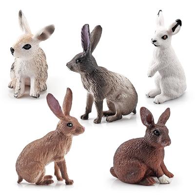 Simulation Forest Animal Rabbit Model Mini Farm Ranch Static Hare Five-Piece Ornament Toy