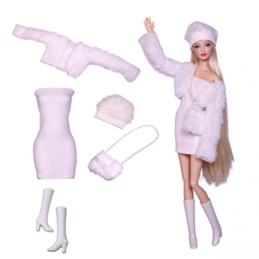 1SET Fashion Short Skirt Outer Garment Pants Cute Fur Coat Windbreaker Dresses  For 30CM Doll