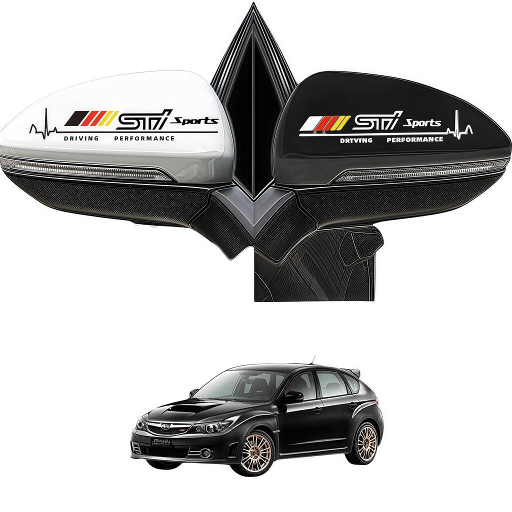 STI Car Fashion Car Waterproof Side Mirror Decorative Universal Exterior Decoration for Sports Stickers 2 Stickers Stickers, Fade-Resistant Stickers,