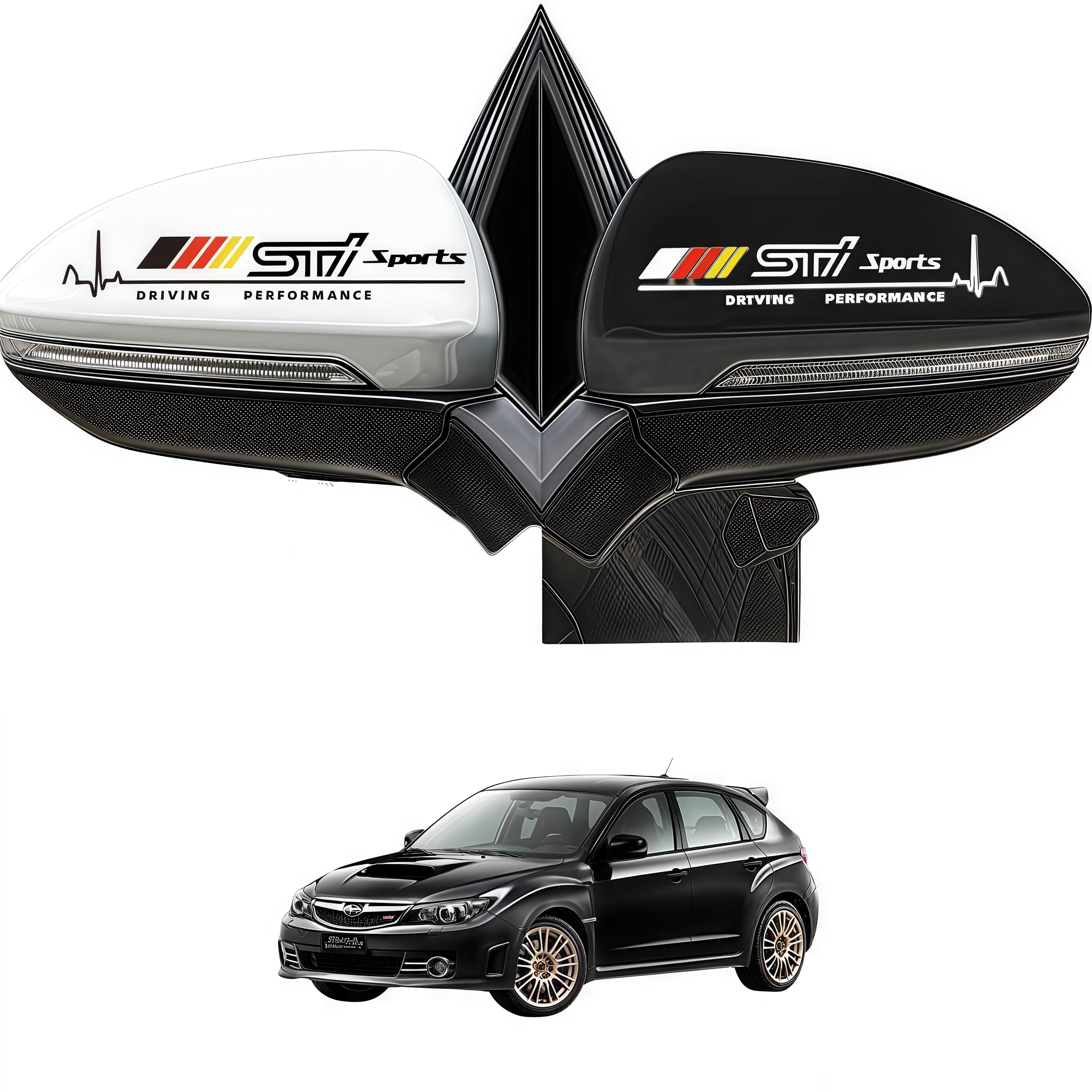 

STI Car Fashion Car Waterproof Side Mirror Decorative Universal Exterior Decoration for Sports Stickers 2 Stickers Stickers, Fade-Resistant Stickers, чёрный