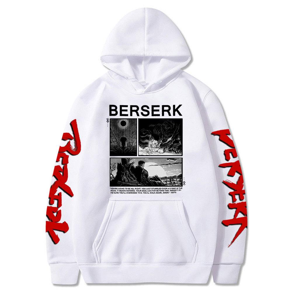 Japanese Anime Berserk Guts Print Manga Hoodie Fashion Autumn Winter Fleece Streetwear Tops