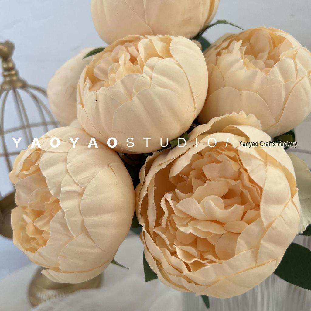 10-Head Artificial Peony Bouquet - Core-Filled Wedding & Home Décor Flower Arrangement