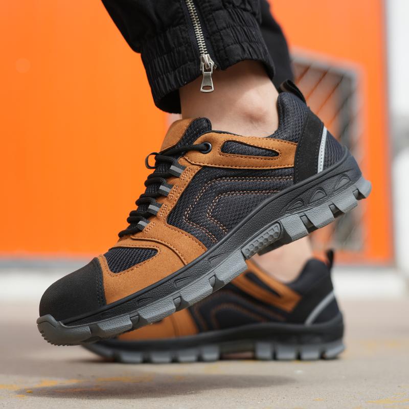 Steel Toe Shoes For Men Lightweight Fashion Safety Sneakers Breathable Comfortable Safety Toe Slip On Sport Shoes For Work