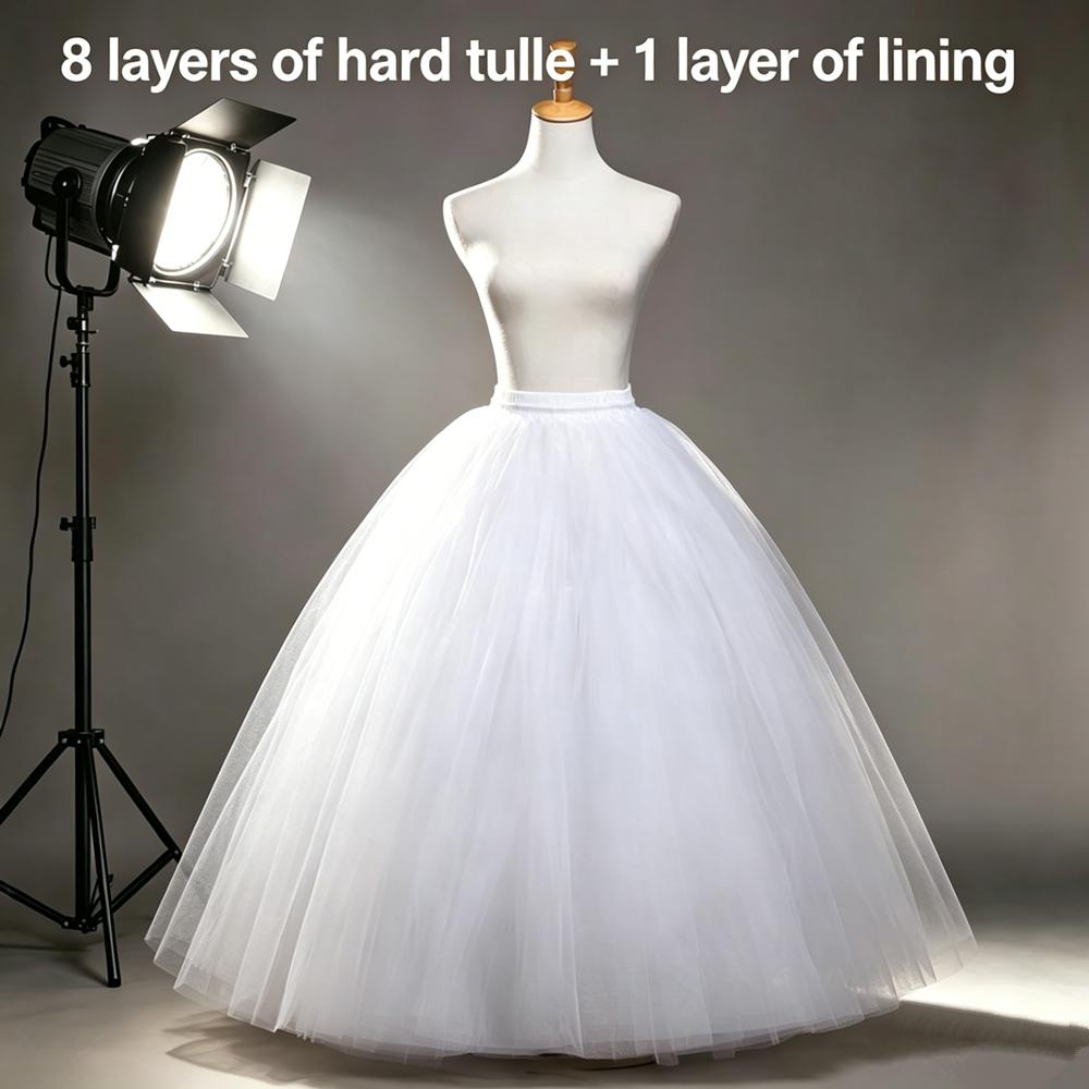 Fluffy 4/6/8 Layers Design No Hoop Petticoat Wedding Dress Crinoline Bridal Ball Gown Underskirt Lined Skirt Party Dress Cosplay