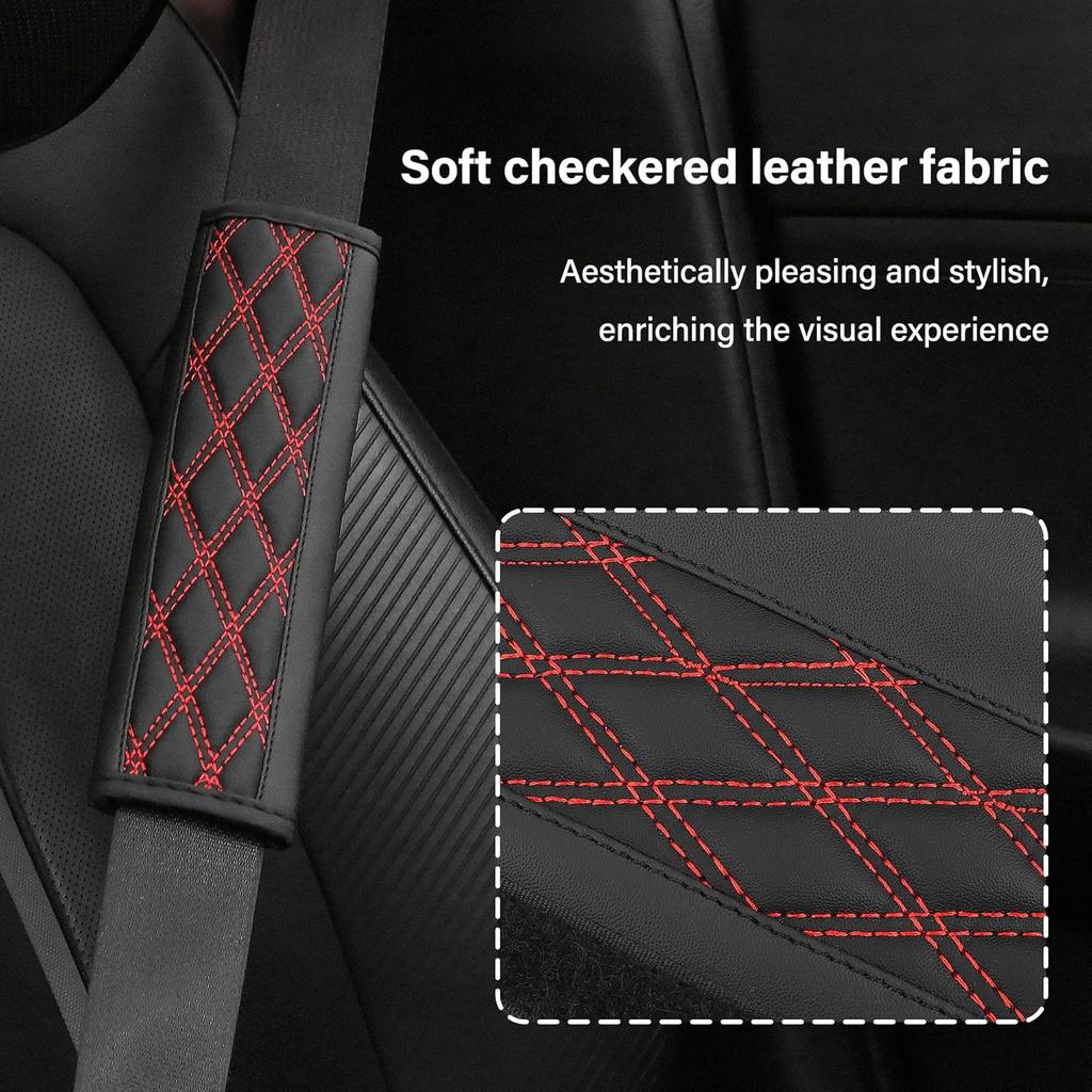 2PCS Car Seat Belt Cover Pads,Leather Seatbelt Covers Protect Shoulder And Neck Car Accessories Interior,Universal Car Seat Strap Pads Car