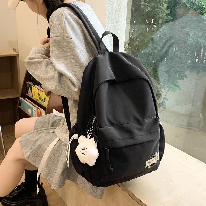 Student School Bag Women's Lightweight Travel Small Backpack Solid Color Backpack