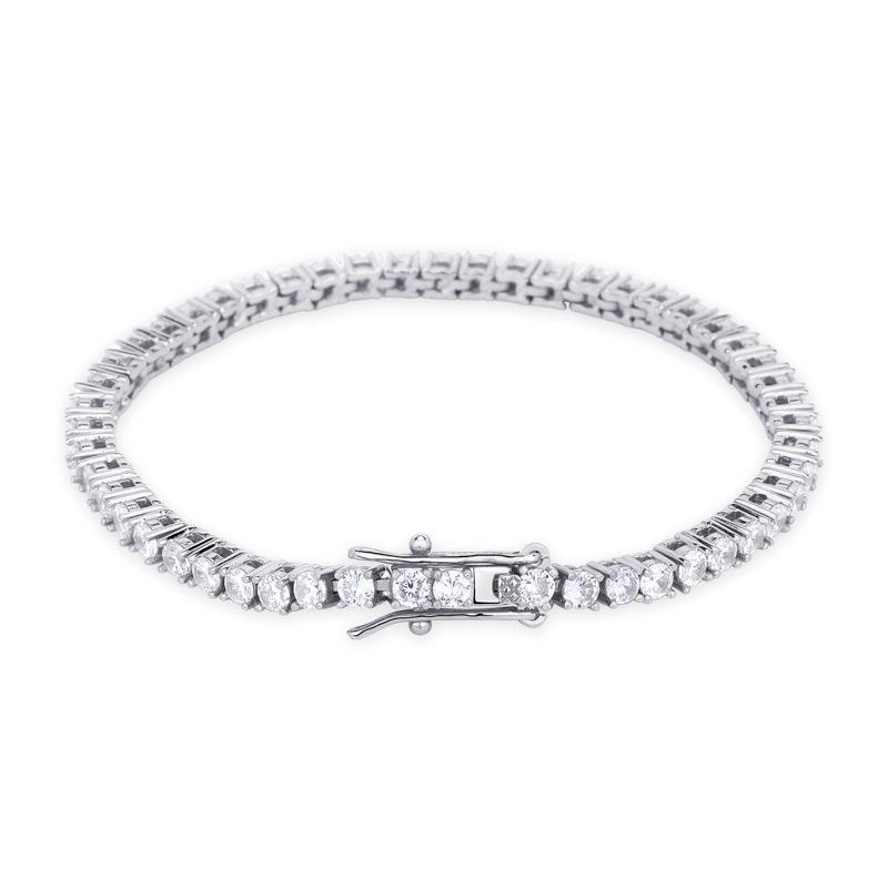 925 Silver Hip Hop Tennis Bracelet with Cubic Zirconia