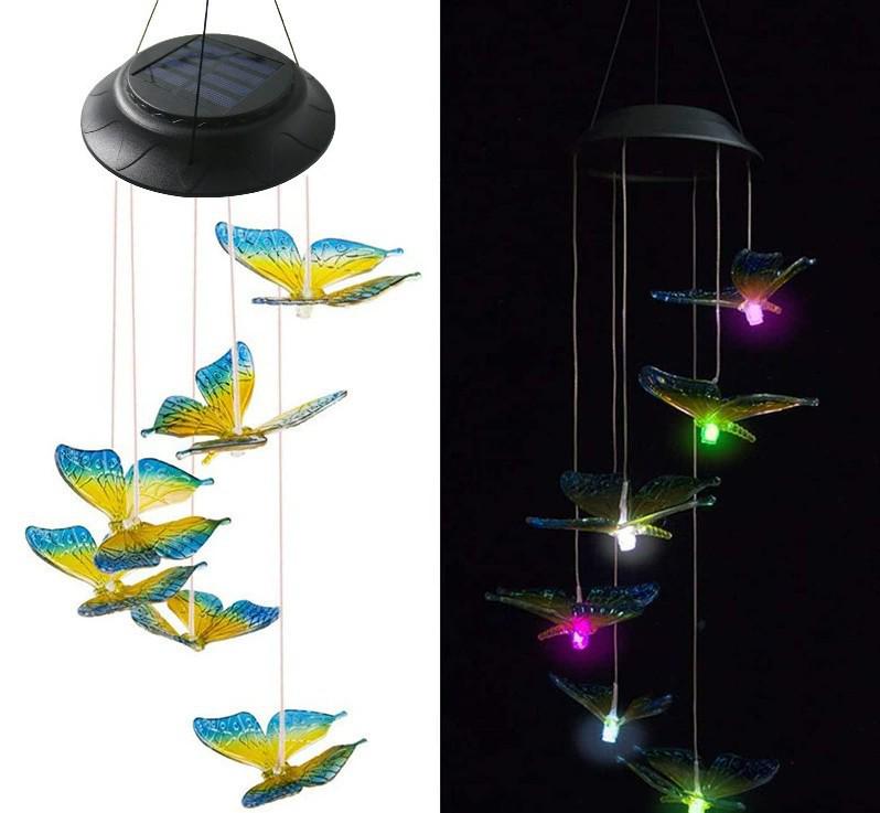 Solar-LED Kolibri Windspiel: Siebenfarbiger Gradient Dekoratives Außenlicht