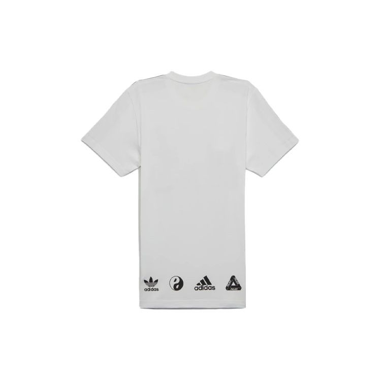 Palace X Adidas Originals Wellness Collection Graphic Short Sleeve Tee With Striped Logo Print Men Tops White H61822