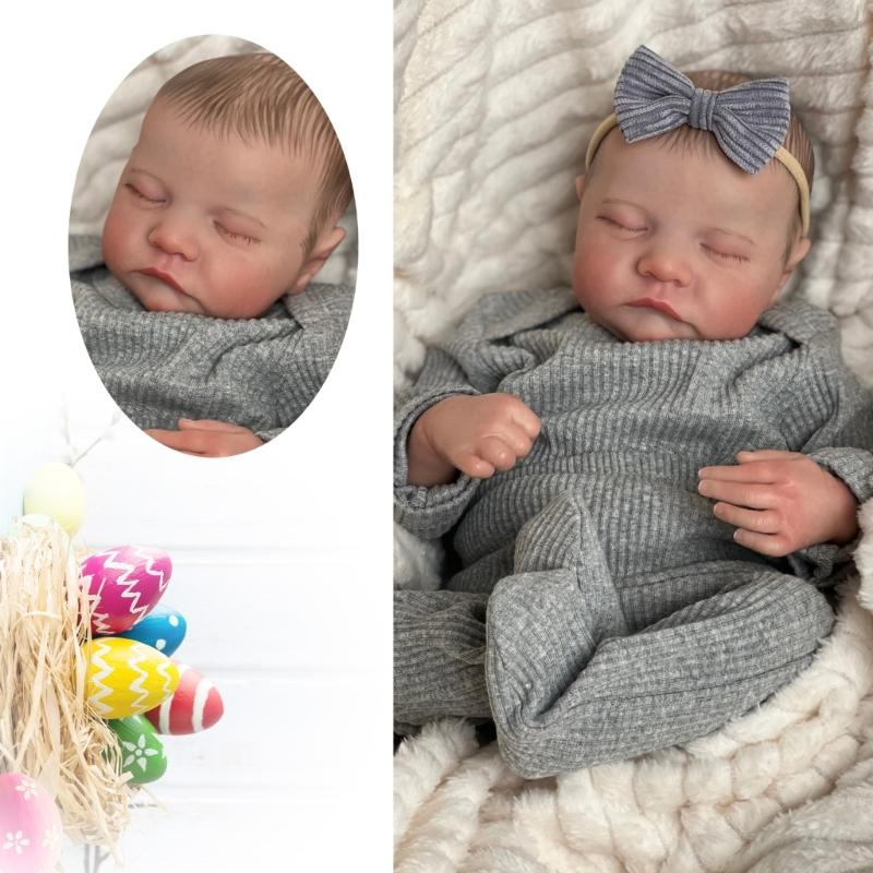 Realistic Reborns Newborn Baby 19Inch Sleeping Infant Doll Silicone/Cloth Body Baby with Clothes and Accessory Gift Set